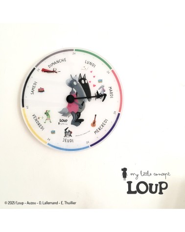 Horloge semaine avec Loup et Louve